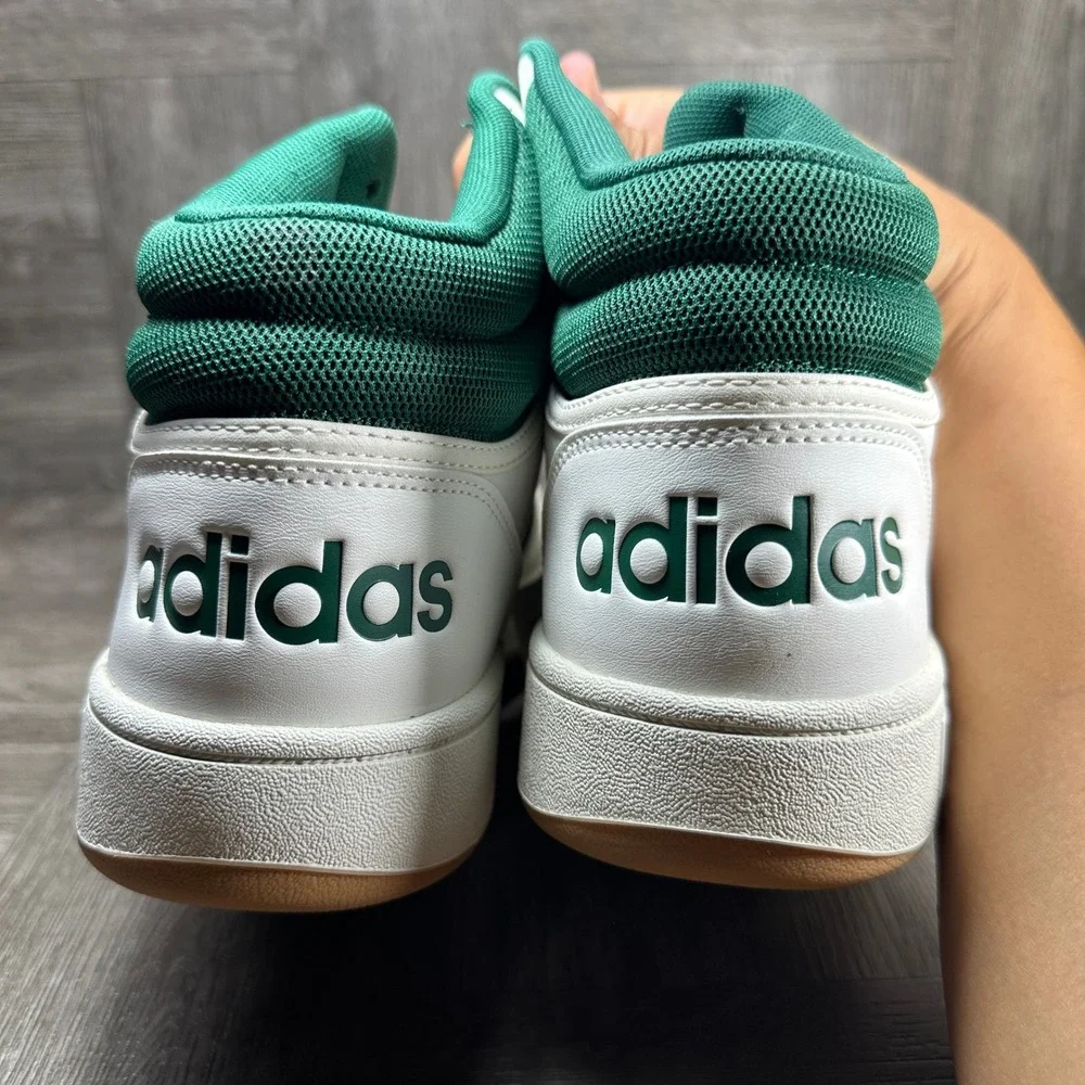 Adidas Hoops 3.0 Mid Mens 12 White Green Basketball Retro Sneakers NEW IG5570